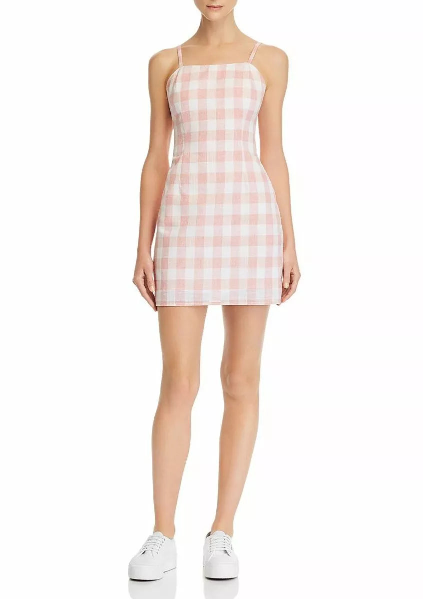 Aqua Women's Gingham Tie-Back Dress, Size Medium