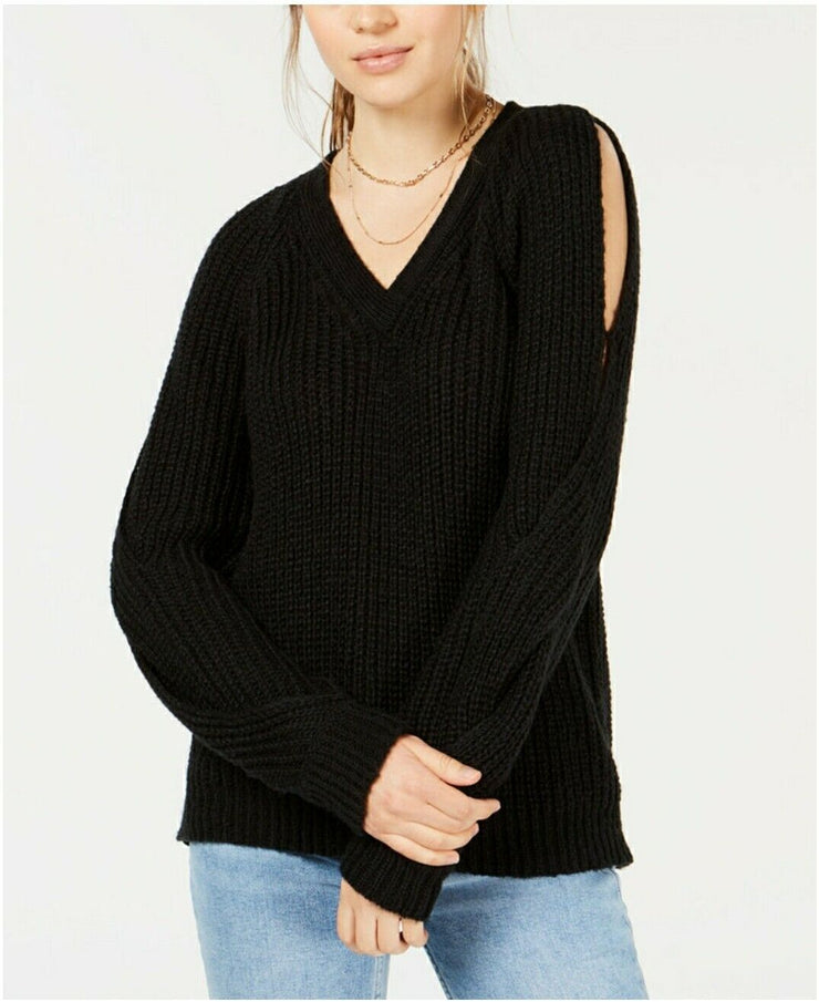 Crave Fame Juniors V-Neck Twisted Long-Sleeve Sweater, Large
