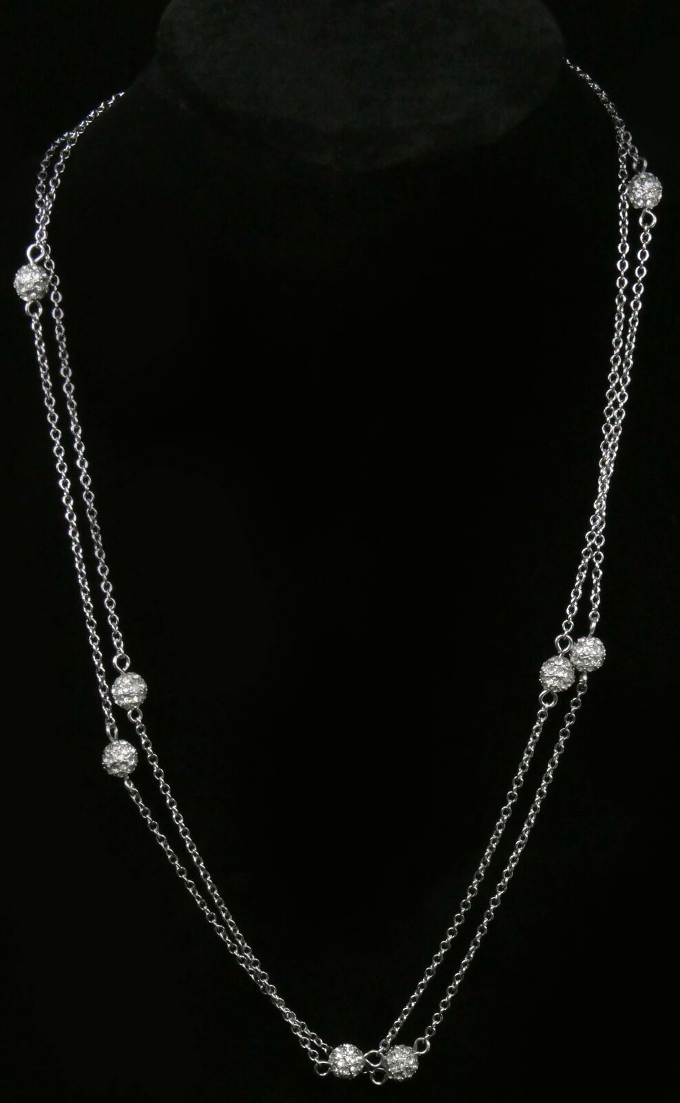 Inc Silver-Tone Pave Fireball Strand Necklace