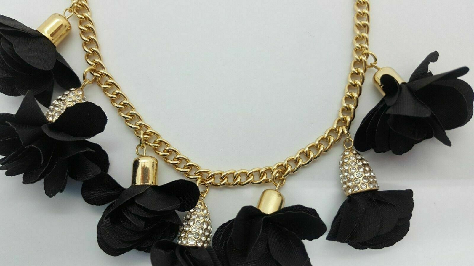 Inc Gold-Tone Fabric Flower Statement Necklace, 16 + 3 Extender