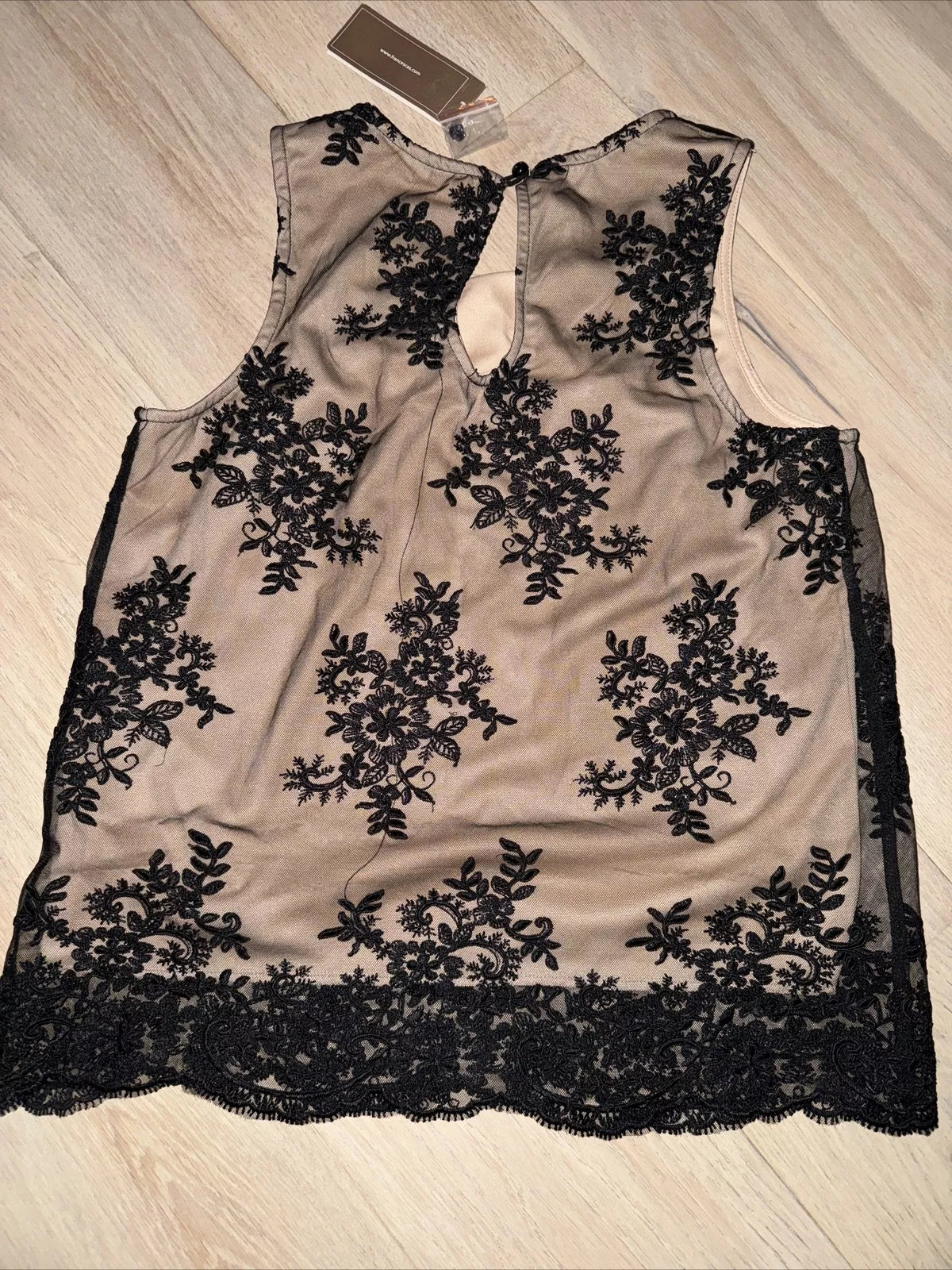 Francesca's Miami Floral Blouse Sleeveless Overlay Poly Lace, Size Large