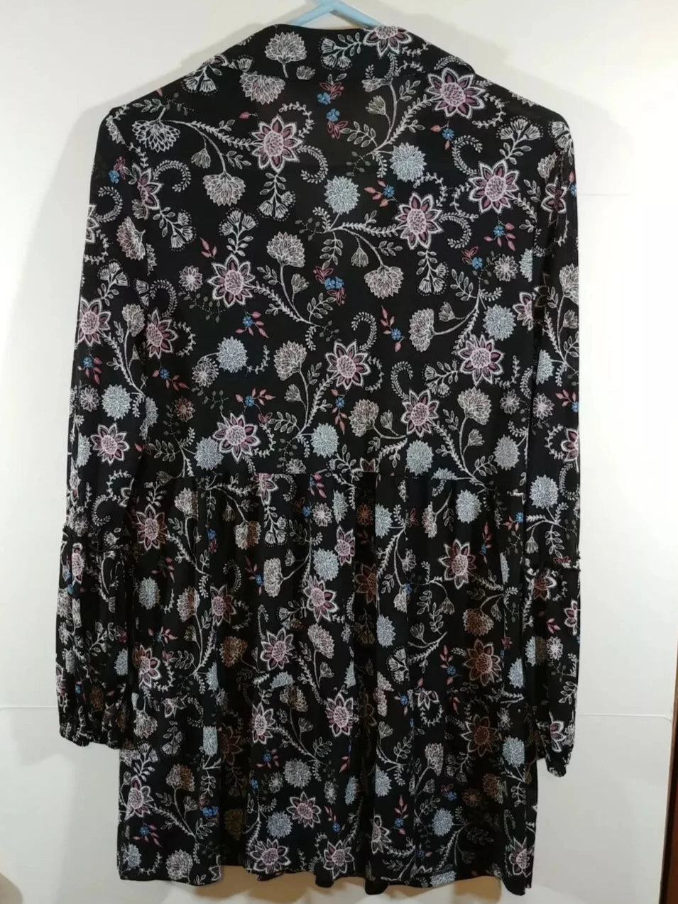 Style & Co Button-Down Printed Peplum Top, Size Large