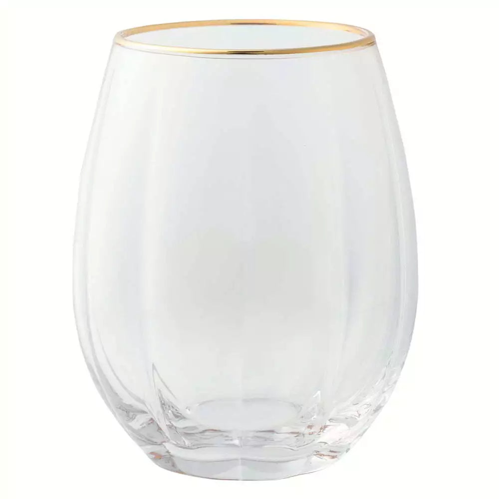 4 Ct Cathys Concepts Personalized Gold Rim Stemless Wine Glasses