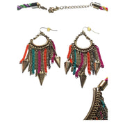 Vera Wang Born To Rule Boho Chain Fringe Collar Necklace and Earrings Colorful S