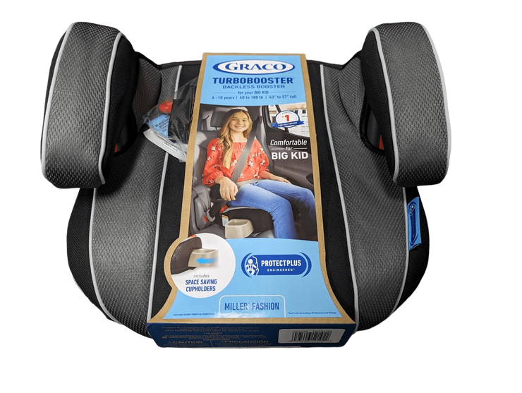 Graco TurboBooster Backless Booster Car Seat Millers Fashion 40lbs - 100lbs