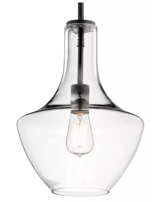 KICHLER Everly 19.75 in. 1-Light Olde Bronze Transitional Shaded Pendant