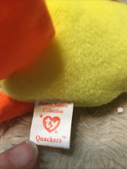 Original Collector PVC 1994 Hang / 1993 Tush Ty Beanie Baby Quackers The Duck