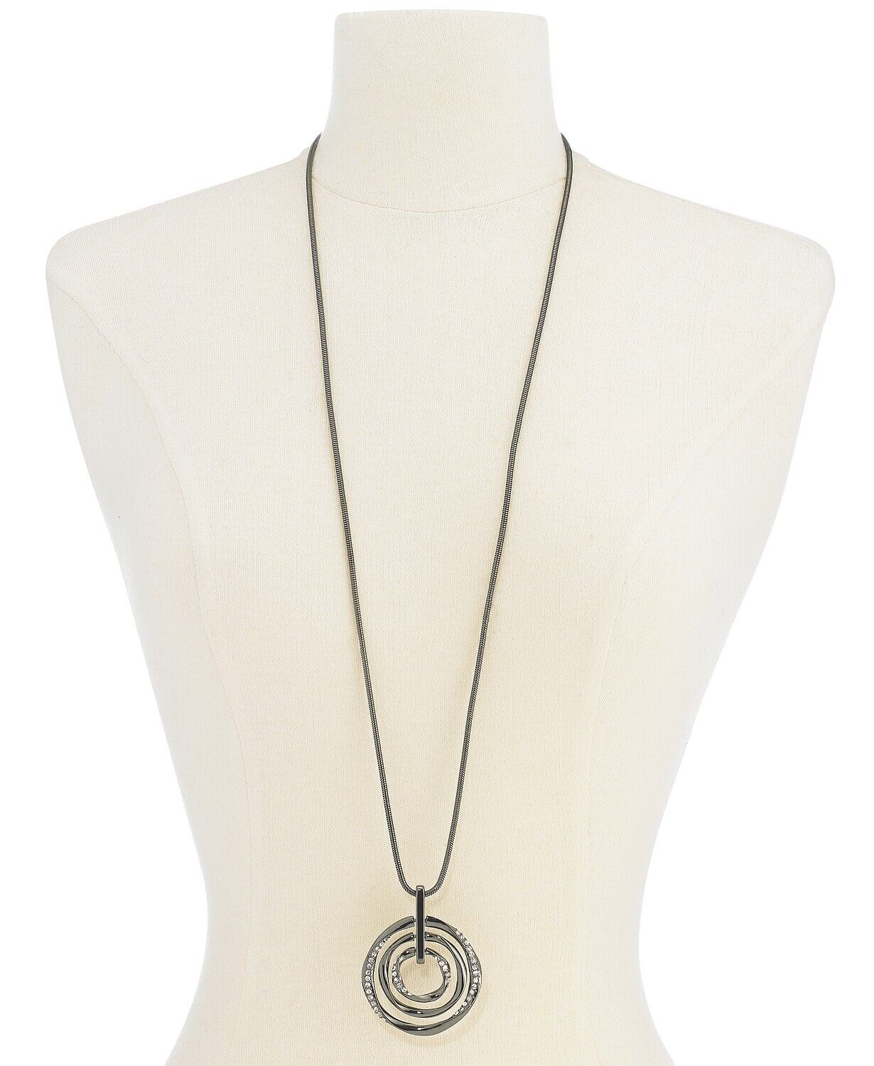 Alfani Hematite-Tone Pave Multi-Circle Pendant Necklace