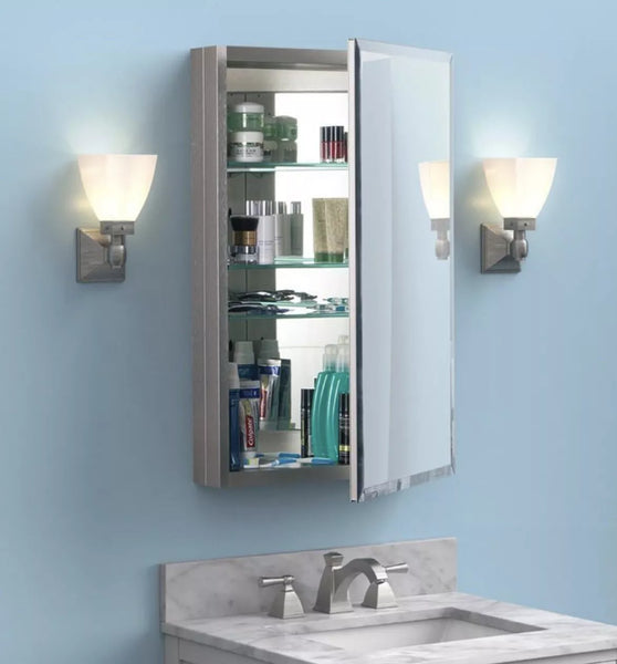 Foremost MMC1536 15 Single Door Mirrored Medicine Cabinet with Slow Close Hinges