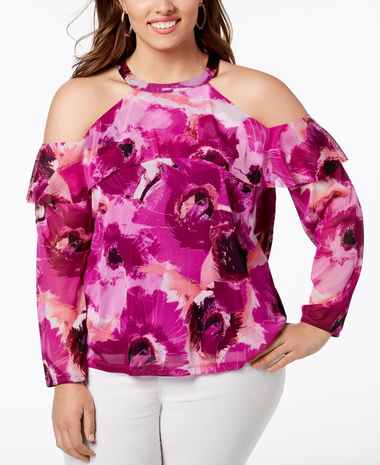 I.n.c. Plus Size Cotton Cold-Shoulder Halter Top