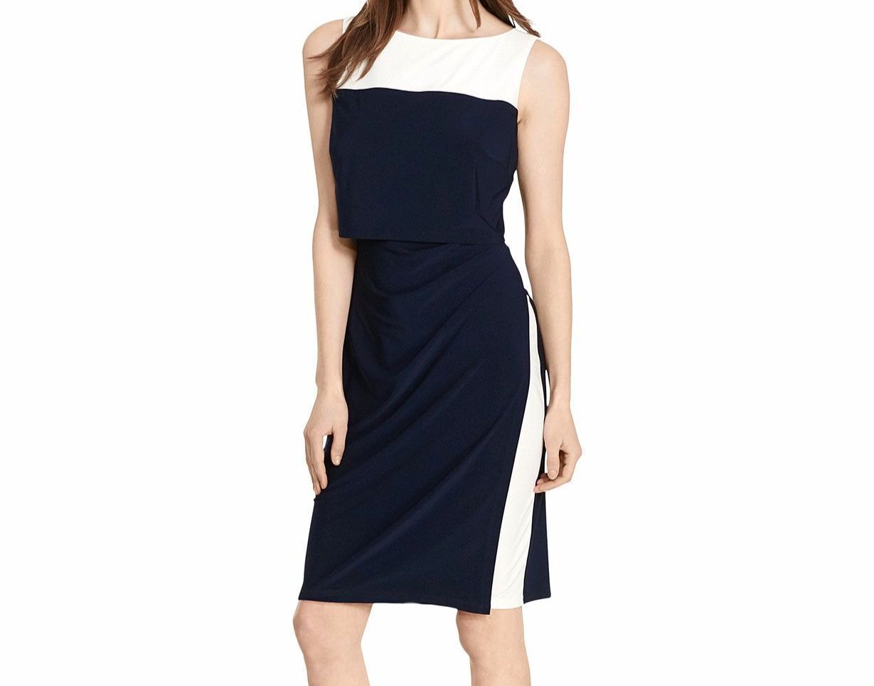 American Living Womens Julius Popover Sleeveless Party Dress, Navy, Size 16