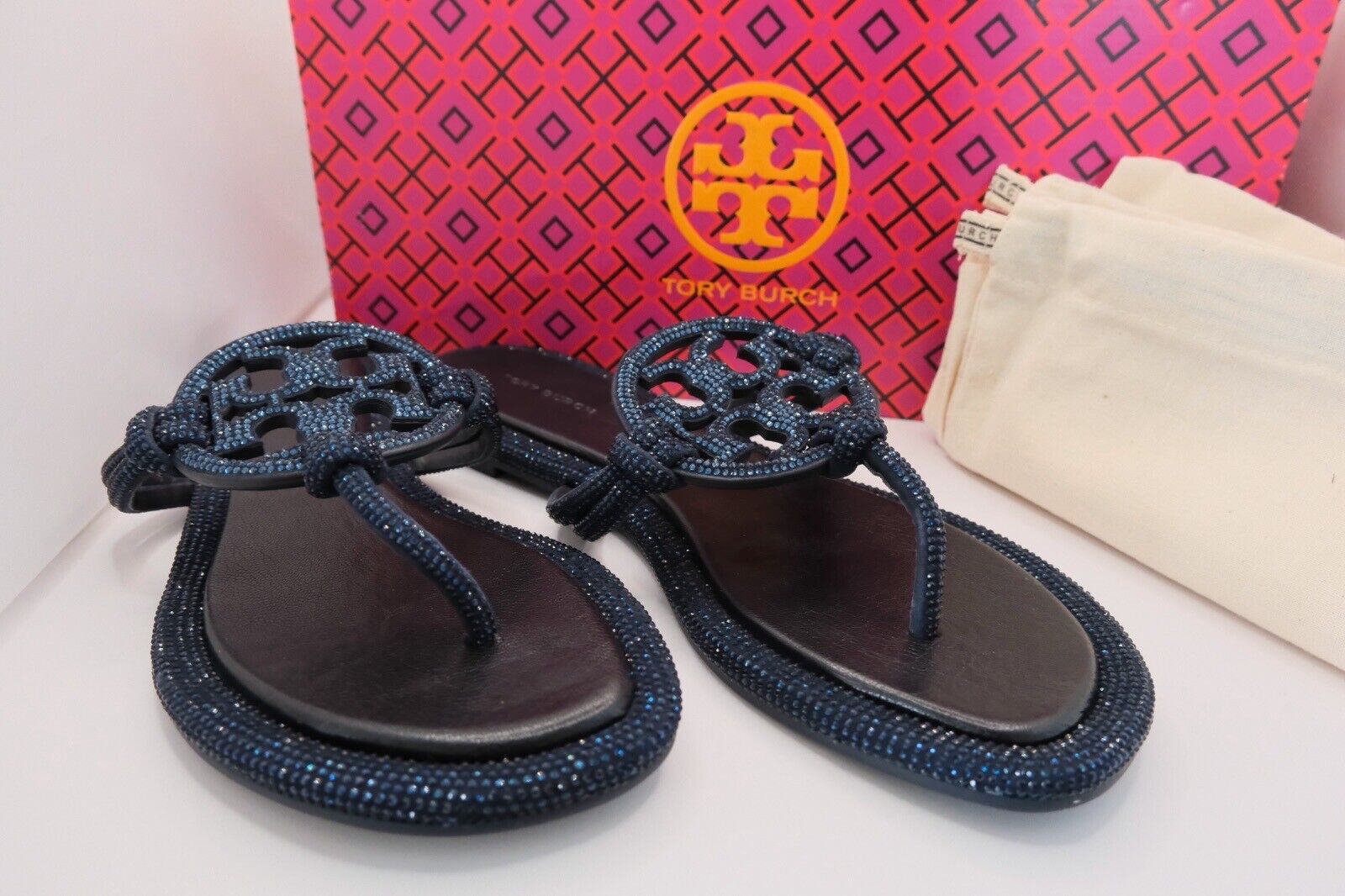 Tory Burch Womens Miller Knotted Pave Sandals