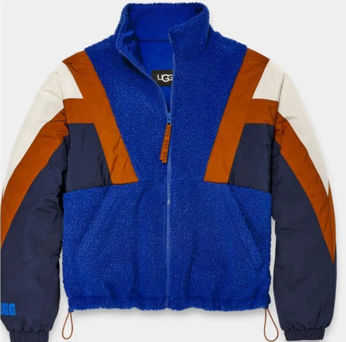 UGG Womens Kieren UGGfluff / Nylon Jacket Fleece/Nylon in Night Sky/Hardwood, Size M