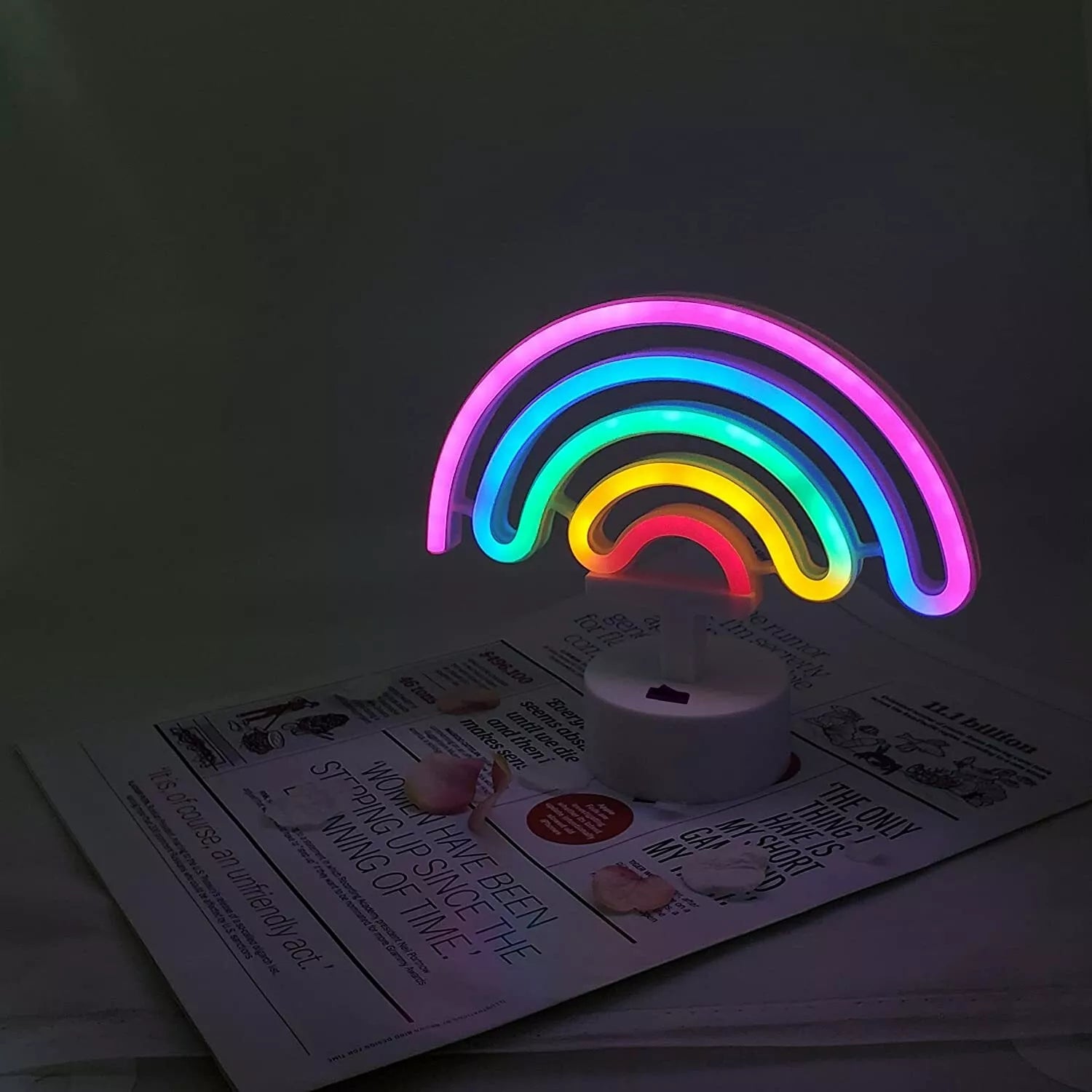 Neon Sign Colorful Rainbow Led Night Lights Lamp with Holder Base Battery req