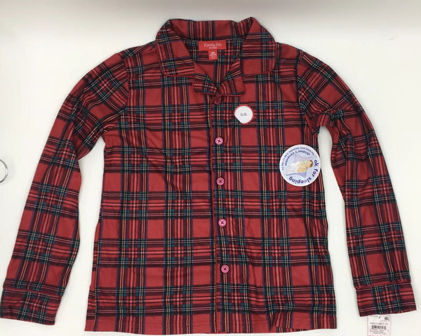 Family Pajamas Boys Red Brinkley Plaid Holiday Kids Sleep Shirt Pajama Top 2T/3T