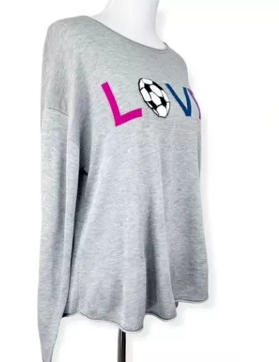 Rachel Zoe Love Soccer Heather Grey Sweater, Size Small