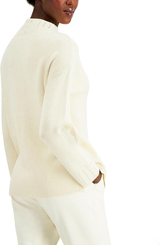 Alfani Embellished High-Neck Sweater, Size Large