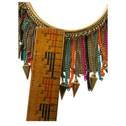 Vera Wang Born To Rule Boho Chain Fringe Collar Necklace and Earrings Colorful S