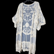 Adiva Boho Embroidered Lace Kimono Open Front Bell Sleeves 45 Long, Medium