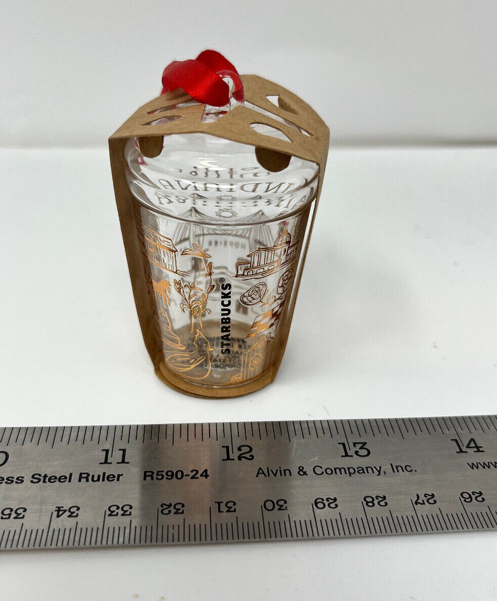 Authentic Starbucks 2021 Holiday Glass Ornament Been There Series INDIANA New