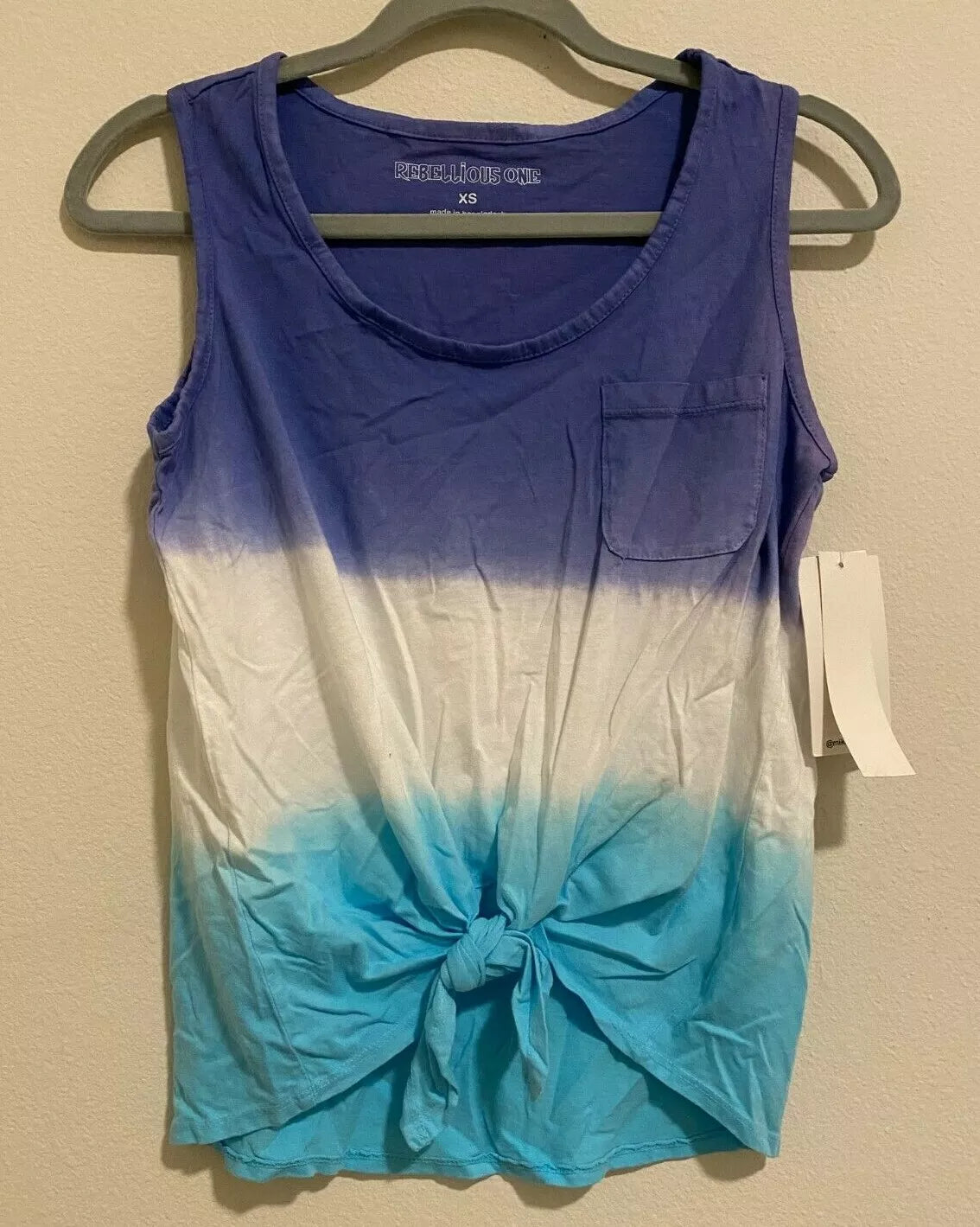 Rebellious One Juniors Tie-Dyed Tie-Front Tank Top