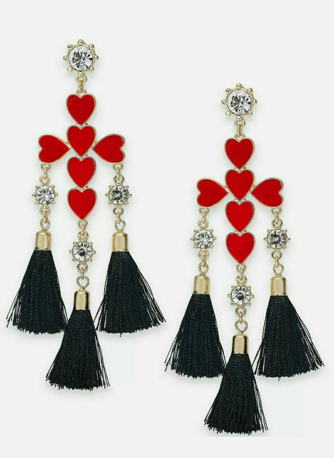 Thalia Sodi Gold-Tone Crystal, Heart Cross and Tassel Drop Earrings