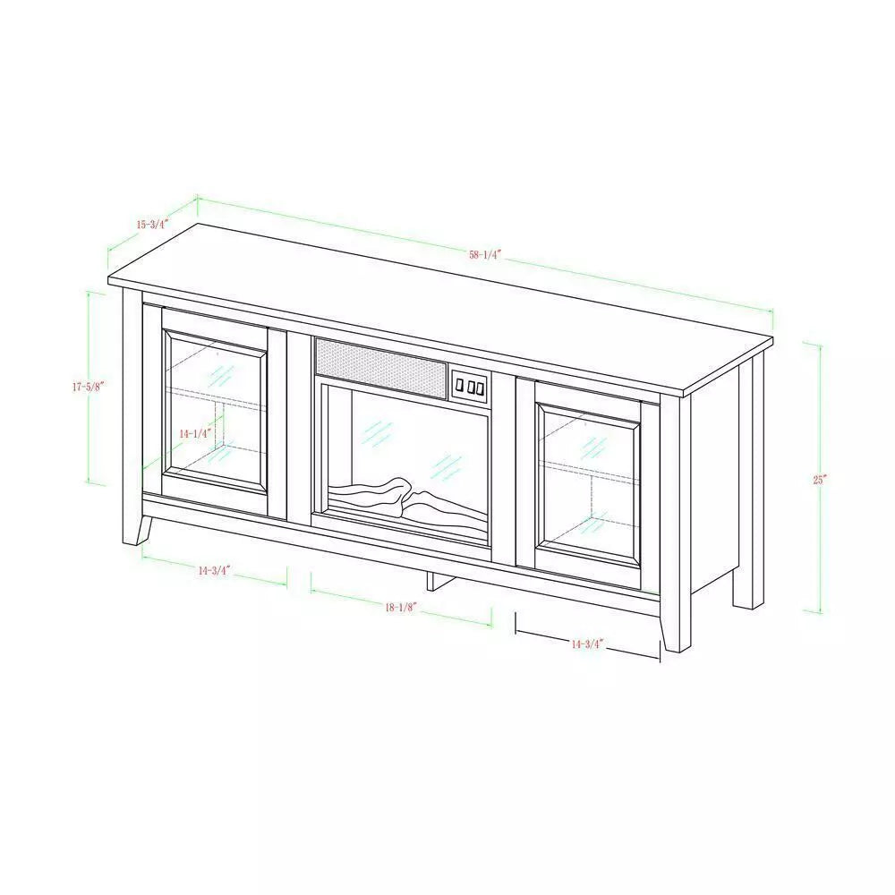 Walker Edison 58 Wood Media TV Stand Console With Fireplace