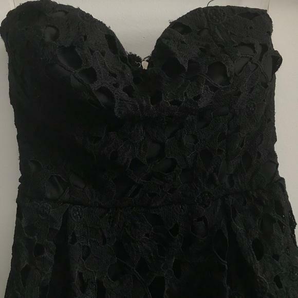 Alya Black Crochet strapless Midi Dress,Size Large