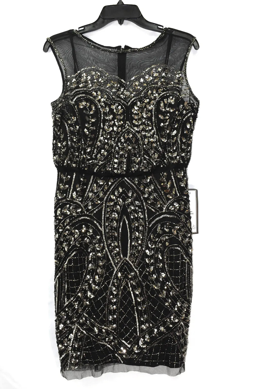 Adrianna Papell Embellished Illusion Dress, Size 2