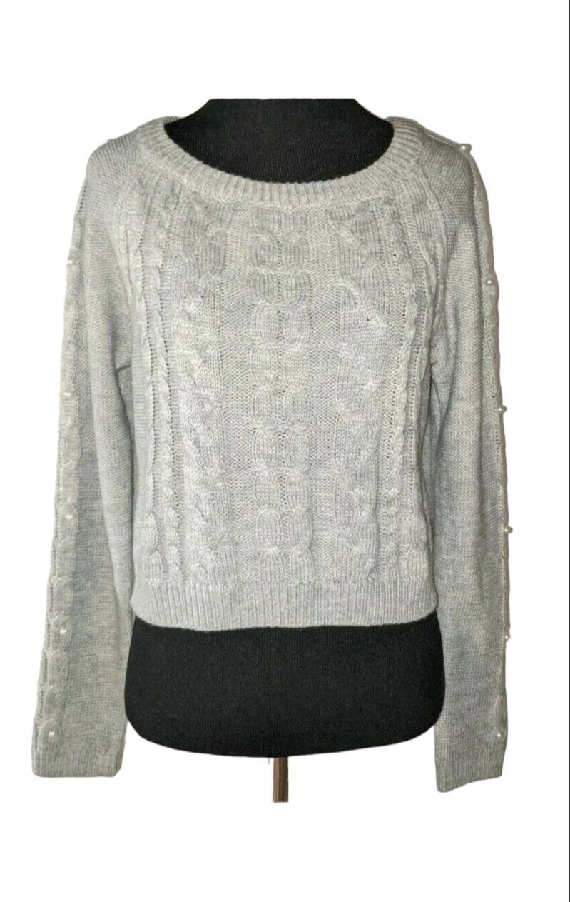 Freshman Juniors Embellished Cropped Sweater,Size Large