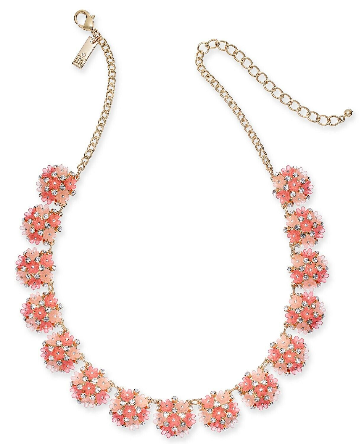 Inc Gold-Tone Pave Flower Strand Necklace, 17 + 3 Extender