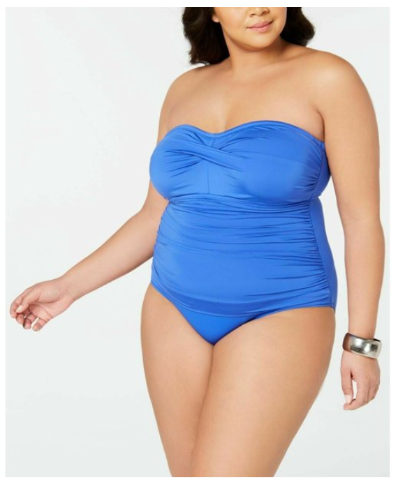 Ralph Lauren SEA Blue Plus Beach Club Slimming One Piece Swimsuit,Size 20W