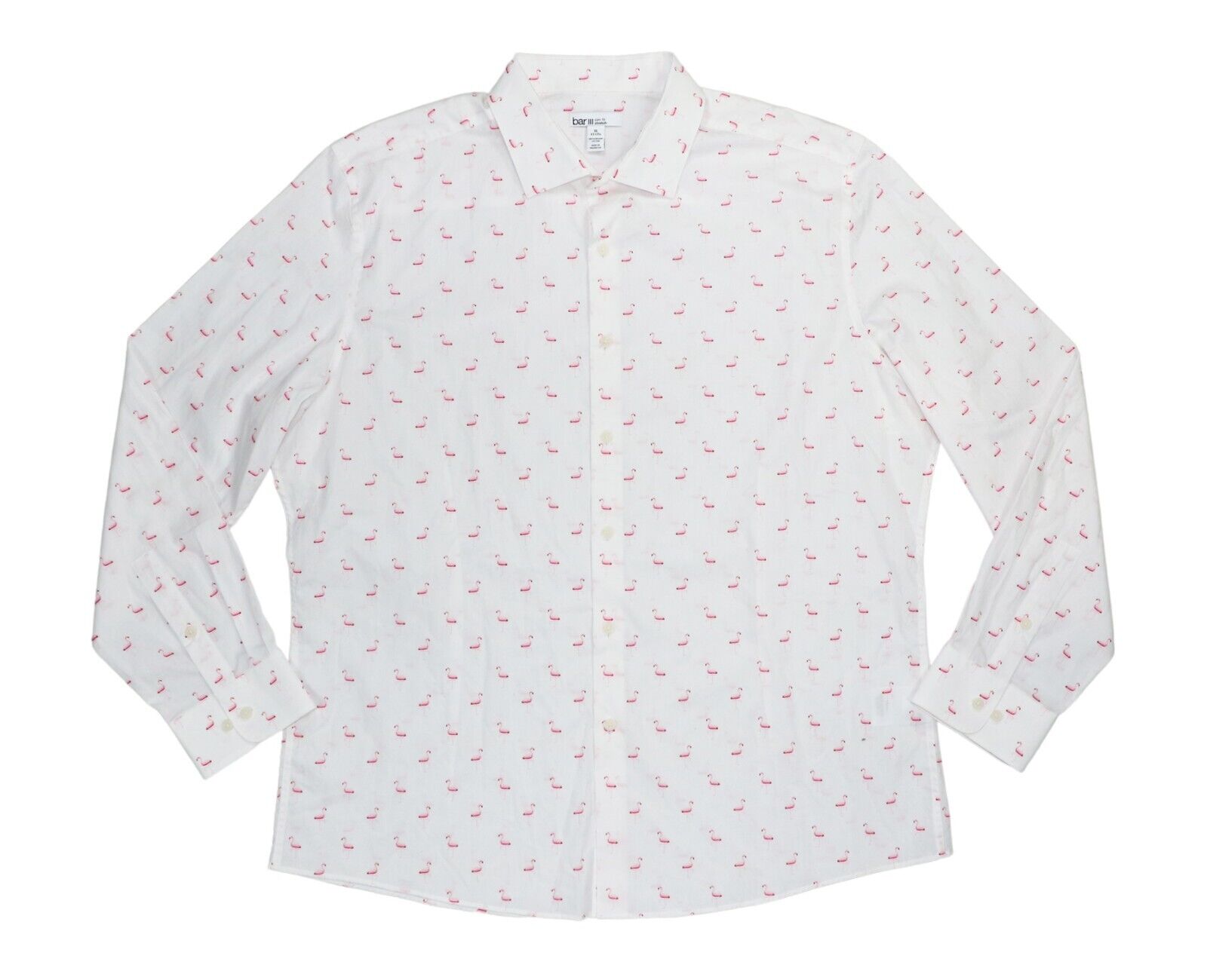 Bar III Mens Slim-Fit Stretch Flamingo Knit Dress Shirt