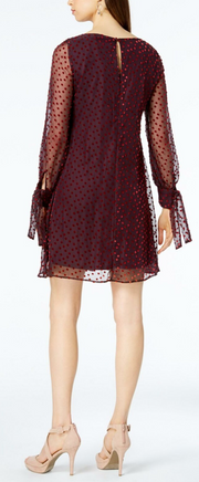 Taylor Velvet-Dot Shift Dress, Size 8