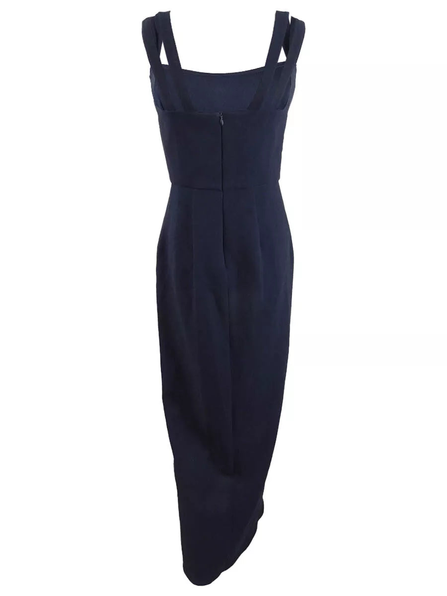 Xscape Womens Double-Strap Gown Navy, Size 4