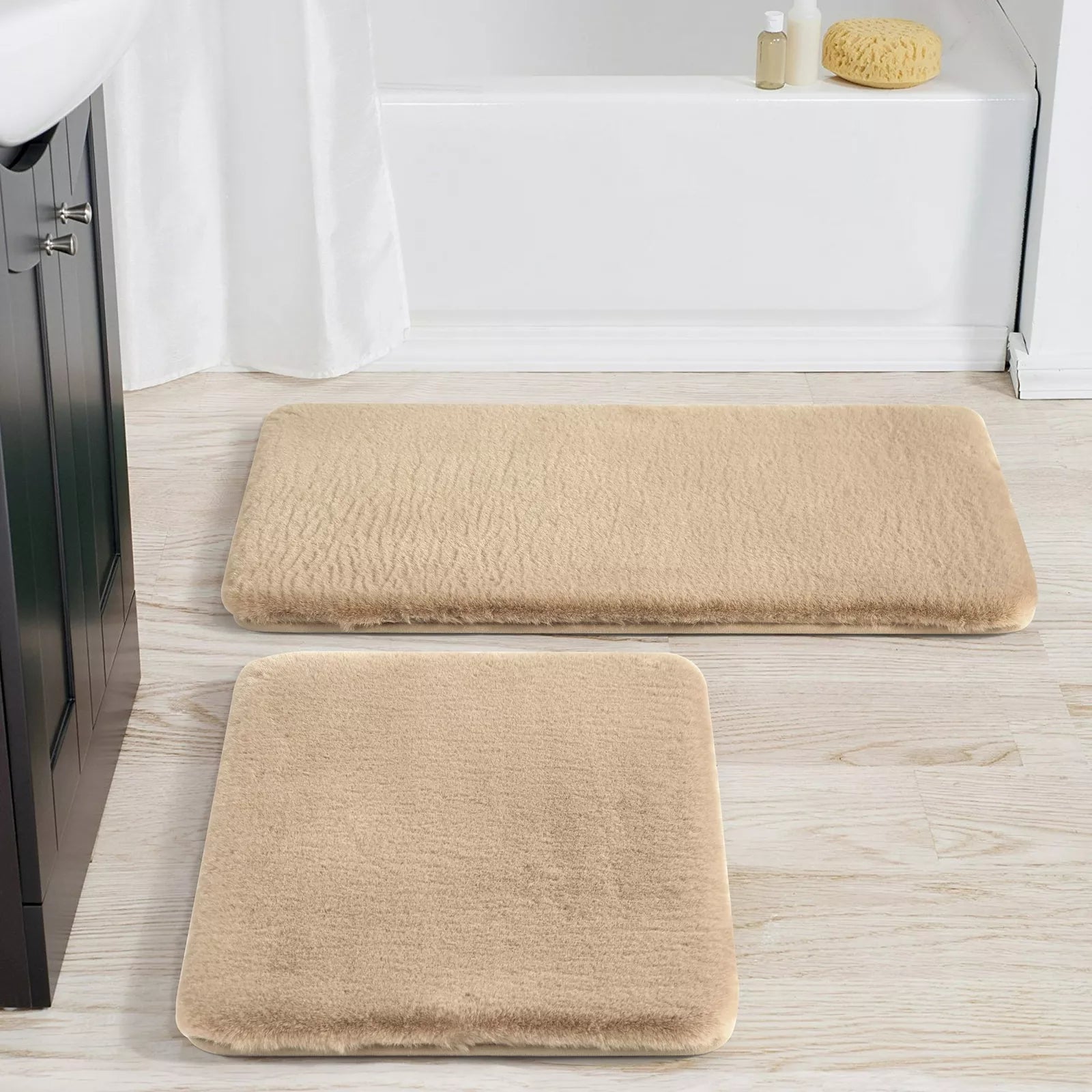 Villa Luxe 2-Pc. Faux-Fur Memory Foam Bath Rug Set