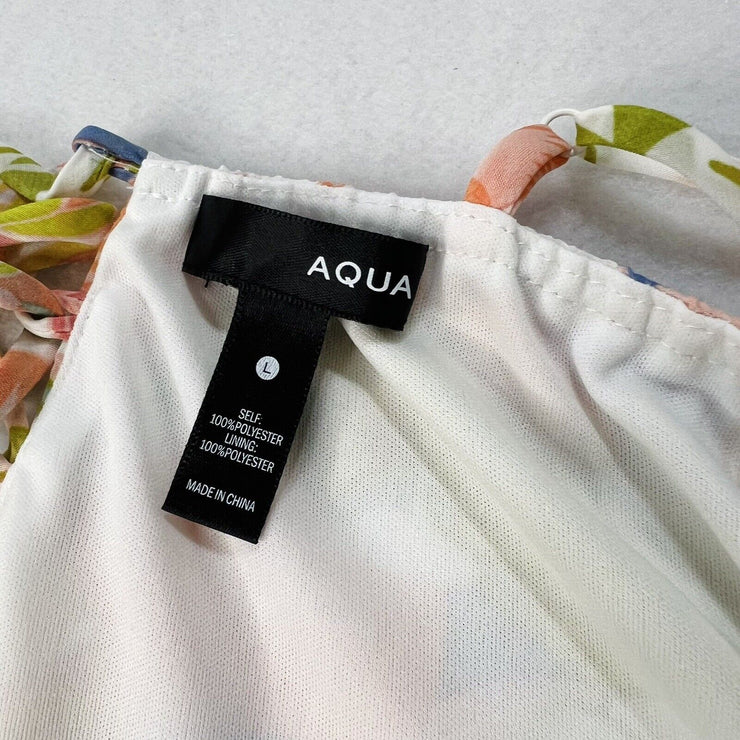 Aqua Floral Print Dress, Size Large