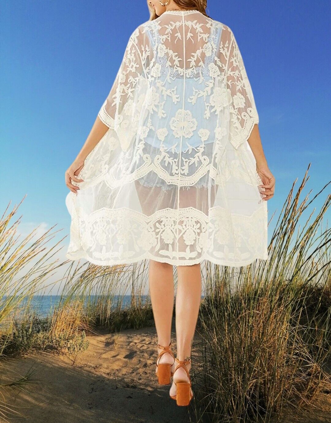 lace kimono over dress All Black Date Night Look