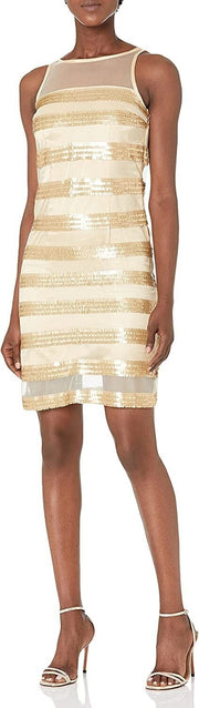 Minuet Women's Dress Metallic Stripe Sheer, Size Small