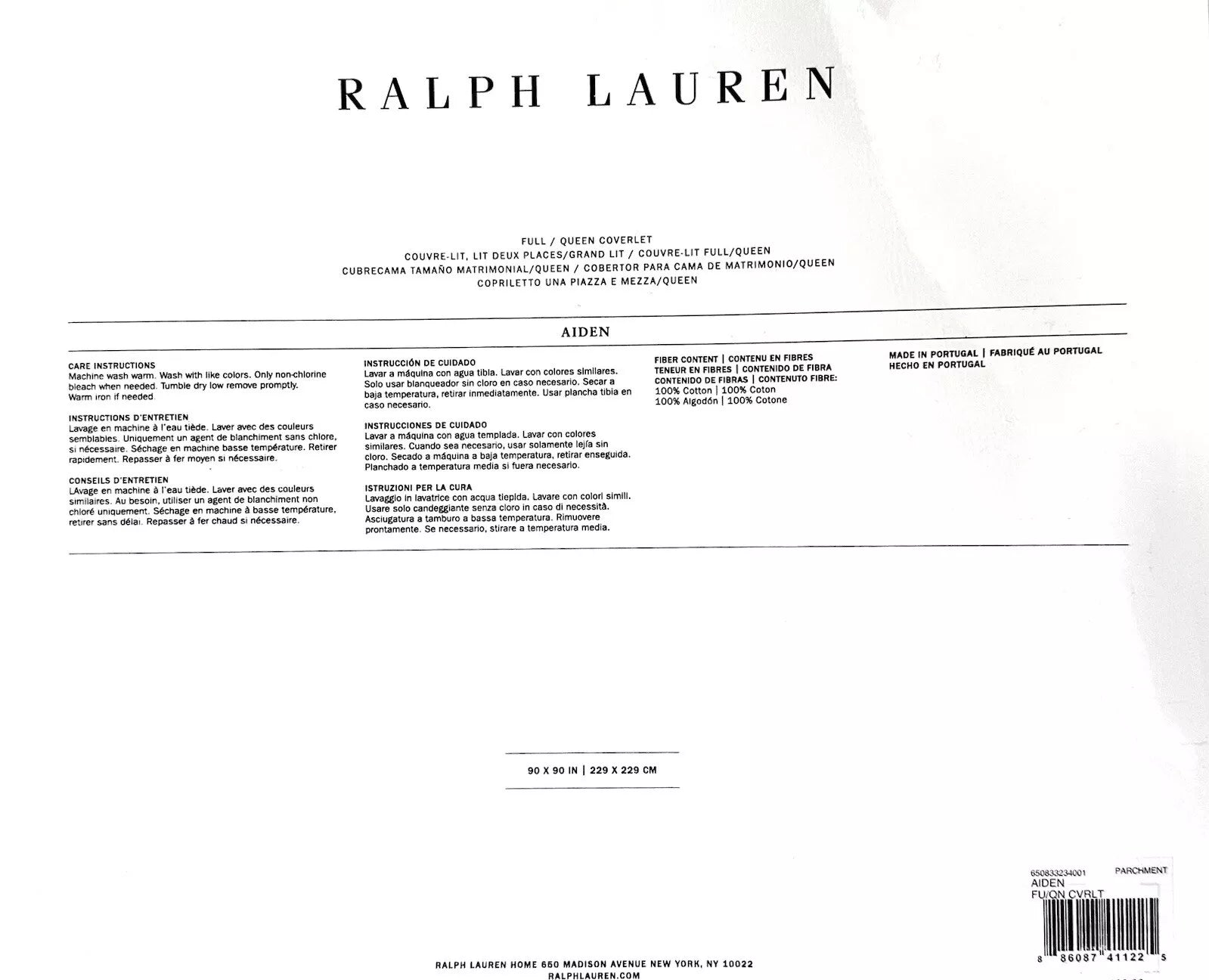 Ralph Lauren Textured Matelasse Coverlet, Full/ Queen