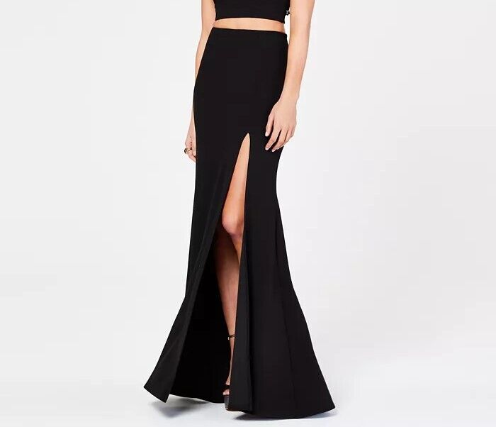 B Darlin Juniors 2-Pc. Lace-Back Slit Gown