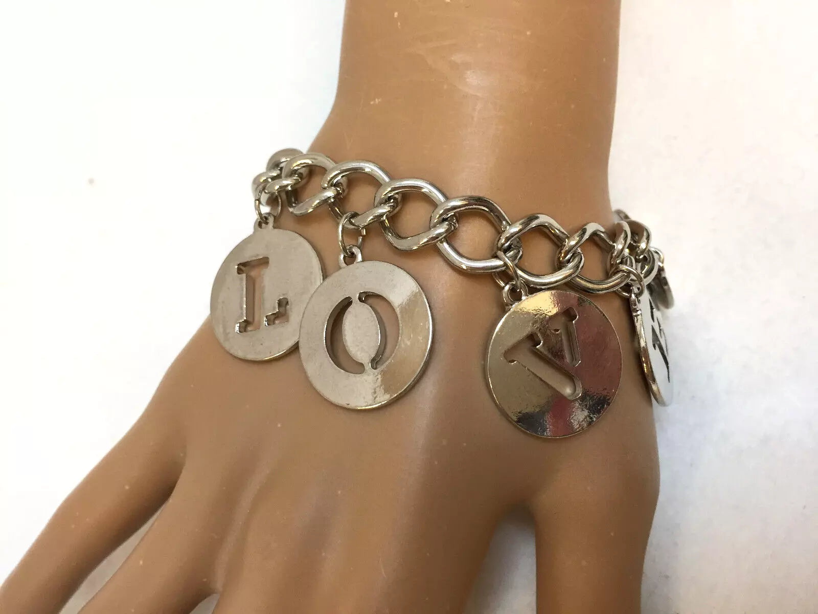 Holiday Lane I Love You Charm Bracelet Silver Tone