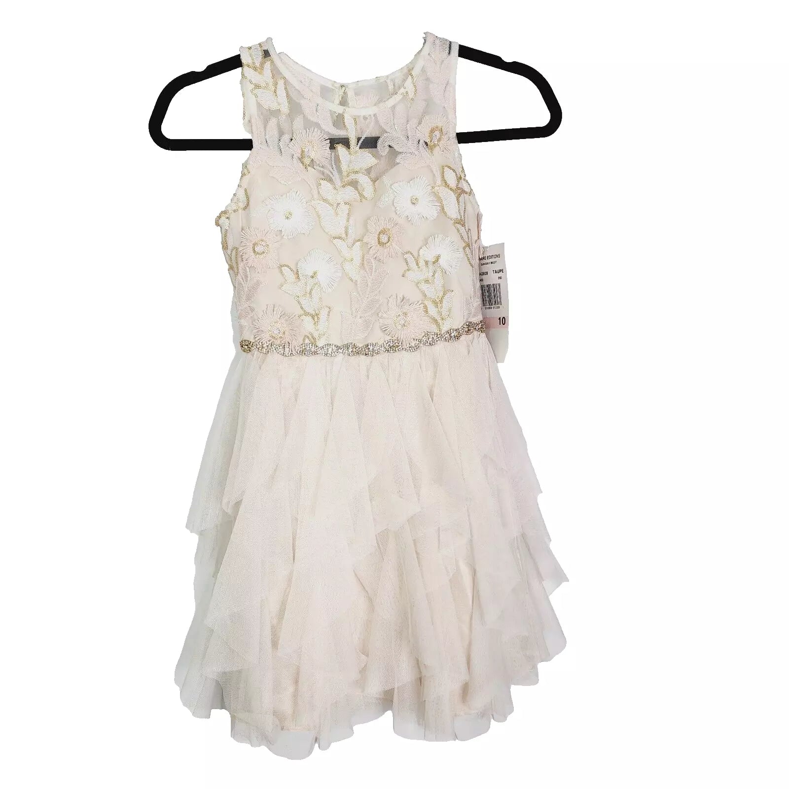 Rare Editions Blush Sequin Embroidered Dress Big Girls Size 12