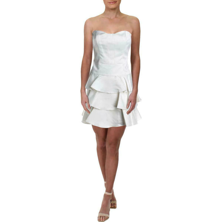 Calvin Klein Satin Strapless Tiered/Ruffled Cocktail Dress, Size 6