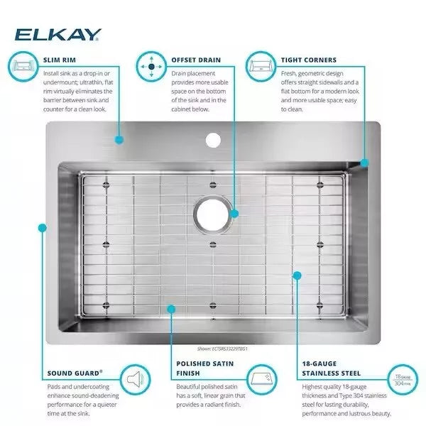 Elkay Crosstown Undermount Single Basin Stainless Steel Kitchen Sink