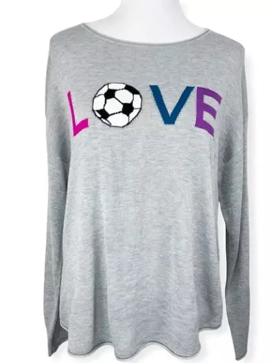 Rachel Zoe Love Soccer Heather Grey Sweater, Size Small