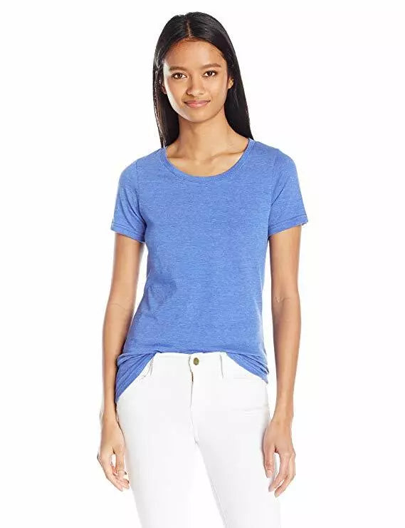 French Toast Women's Short Sleeve Crewneck Tee, Blue Heather, Size XL