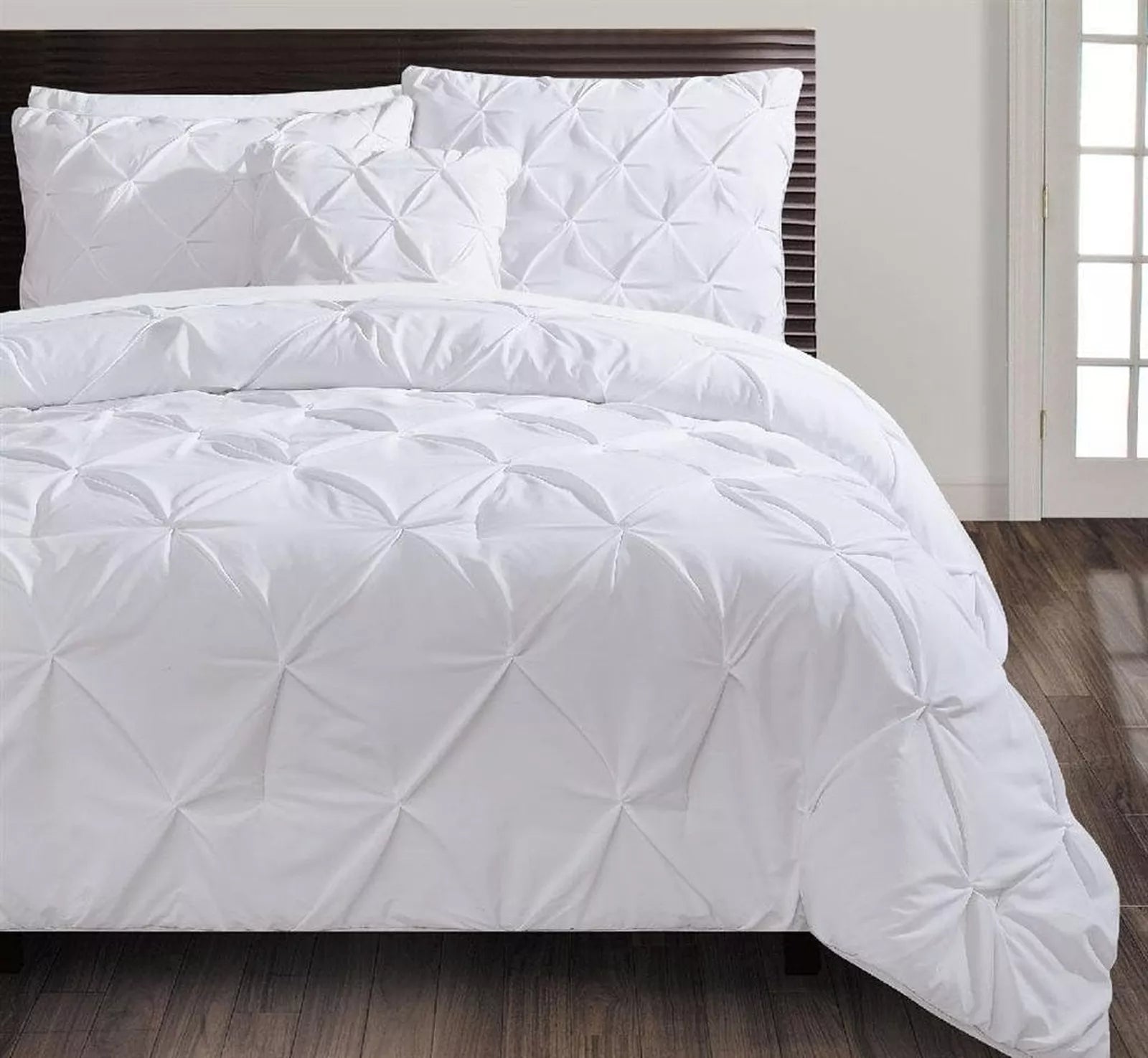 Vcny Home Carmen Pintuck 4 Piece Comforter Set, Queen Bedding