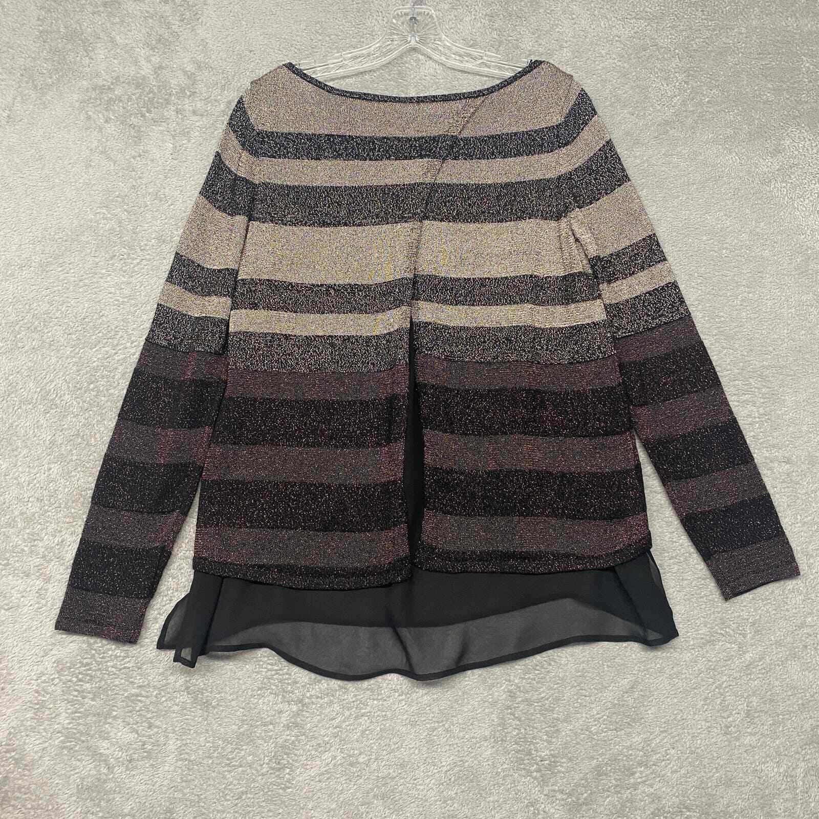 White House Black Market Metallic Striped Sweater, Size Large Vanessa Jane White House Black Market Metallic Striped Sweater, Size Large Vanessa Jane