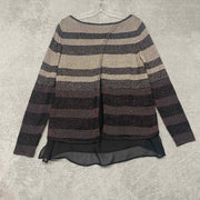 White House Black Market Metallic Striped Sweater, Size Large